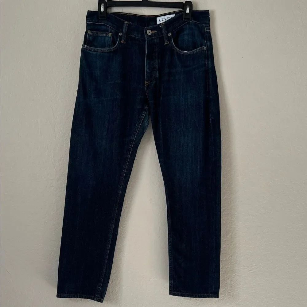 GUSTIN Men's California Slim Raw Fly Button Jeans in Size 33